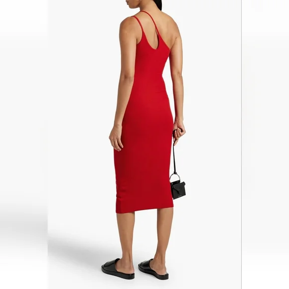 17. NWOT ENZA COSTA ONE SHOULDER CUTOUT RIBBED JERSEY MIDI DESS - Picture 3 of 7
